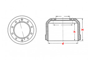 Барабан тормозной задний D=420 H=277-280 